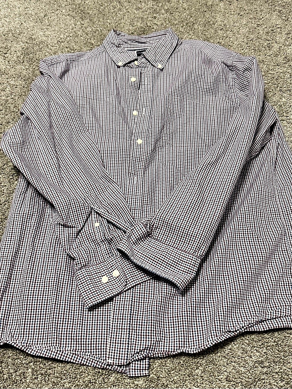 Charles Tyrwhitt Classic Fit Non-Iron Gingham Button Down in Blue & Red XL